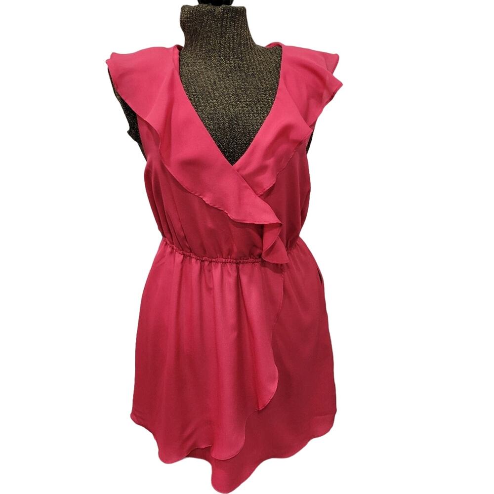 BCBGeneration Surplice Neckline Faux Wrap Skirt Sleeveless Pockets